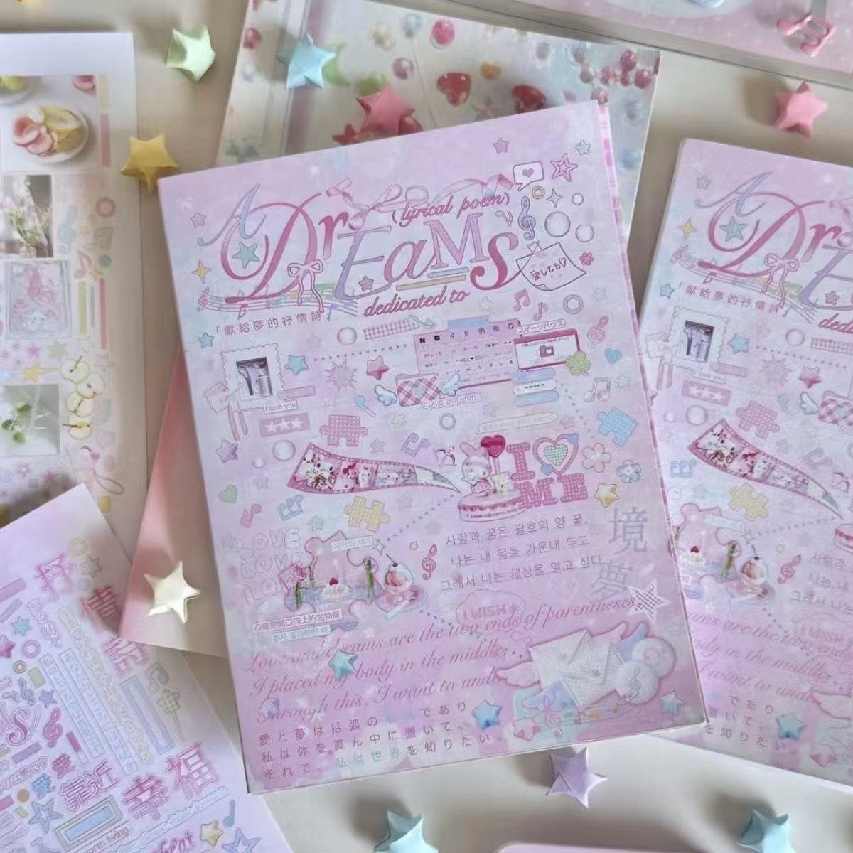 New Edition: "Ode to Dreams" Poem Sticker Book – A Thick, High-Appearance Value DIY Scrapbook for Instagram